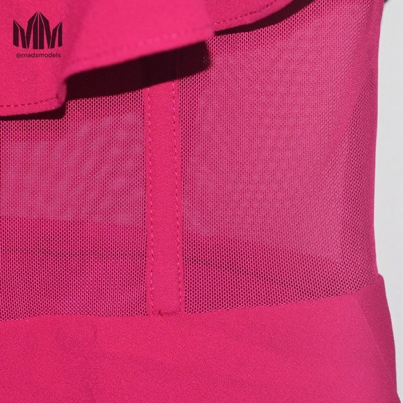 Marciano | Fuschia Asymmetric Mesh Corset Jumpsuit - Picture 5 of 10